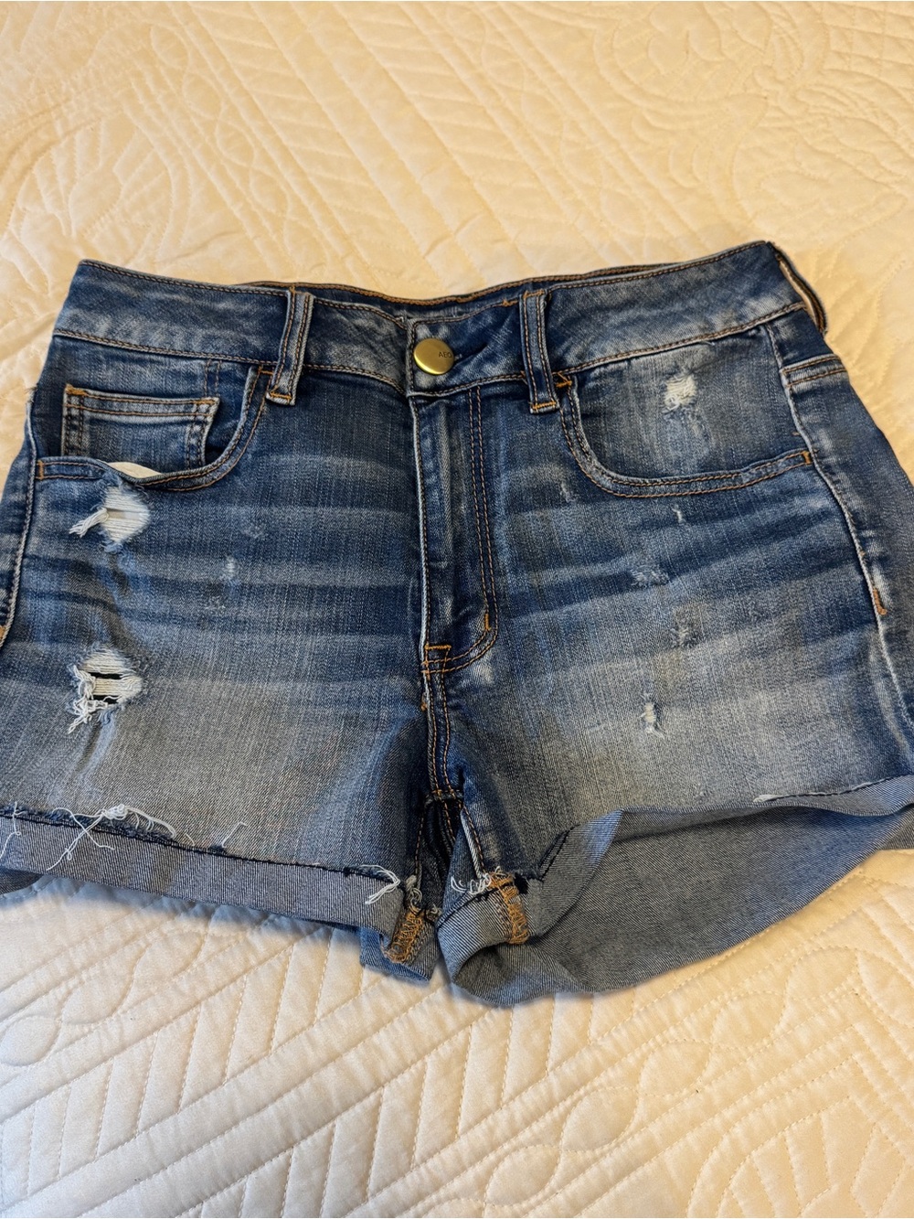 American Eagle Outfitters Distressed Blue Denim Cutoff Shorts